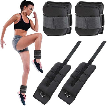 BAKAJI Juego de 2 pesas para tobillos y muñecas de 2 kg para entrenamiento de gimnasio, aeróbic, fitness, fortalecimiento muscular de tejido de neopreno con hebilla ajustable y cierre de velcro. Peso